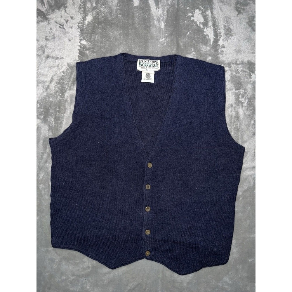 Vintage Country Road Australia Pure Wool Knit Vest Navy Size XL Academia Preppy